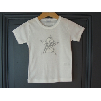 T-shirt personnalisé étoile Fleurs grises